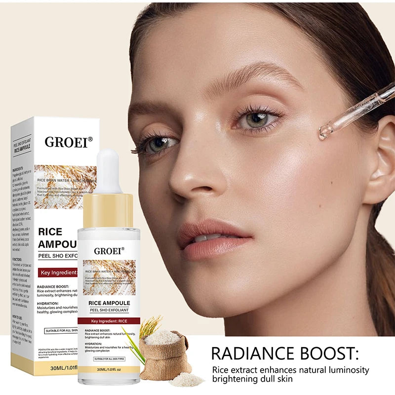 Glow Rice Ampoule Rice Essence Moisturizing and Hydrating Gentle Cleansing Peel Shot Exfoliant Repair Skin Niacinamide Essences